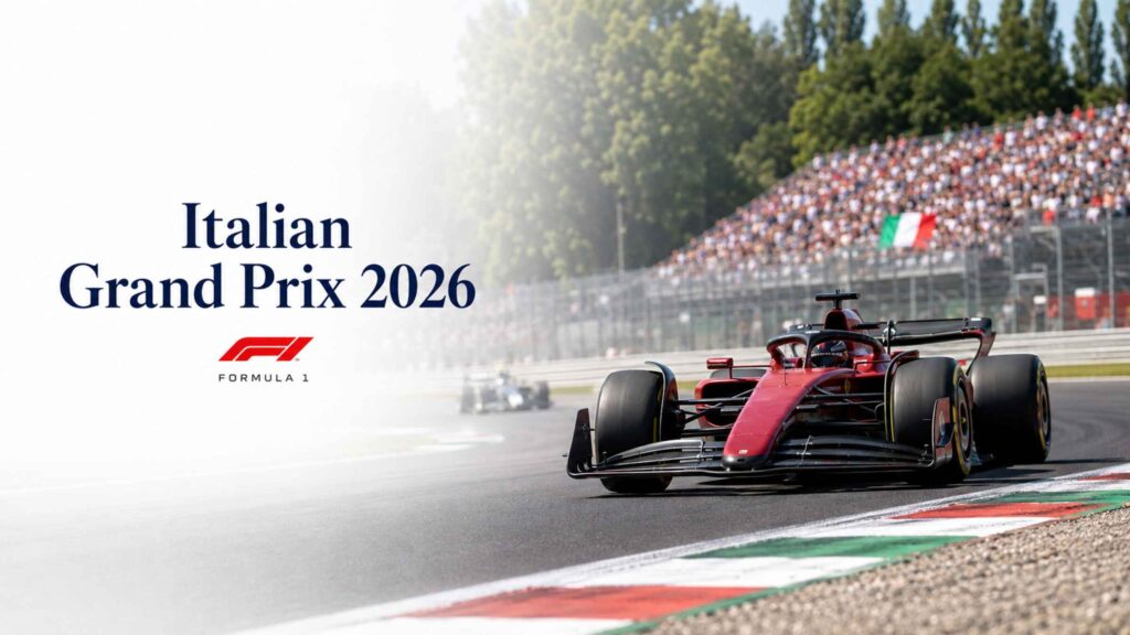 Formula 1 car through Monza Italian Grand Prix 2026