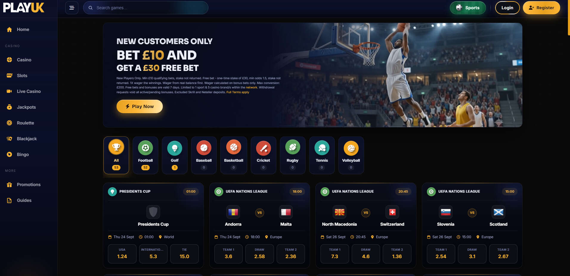 PlayUK Sports Homepage