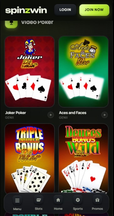 Spinzwin UK Casino Poker