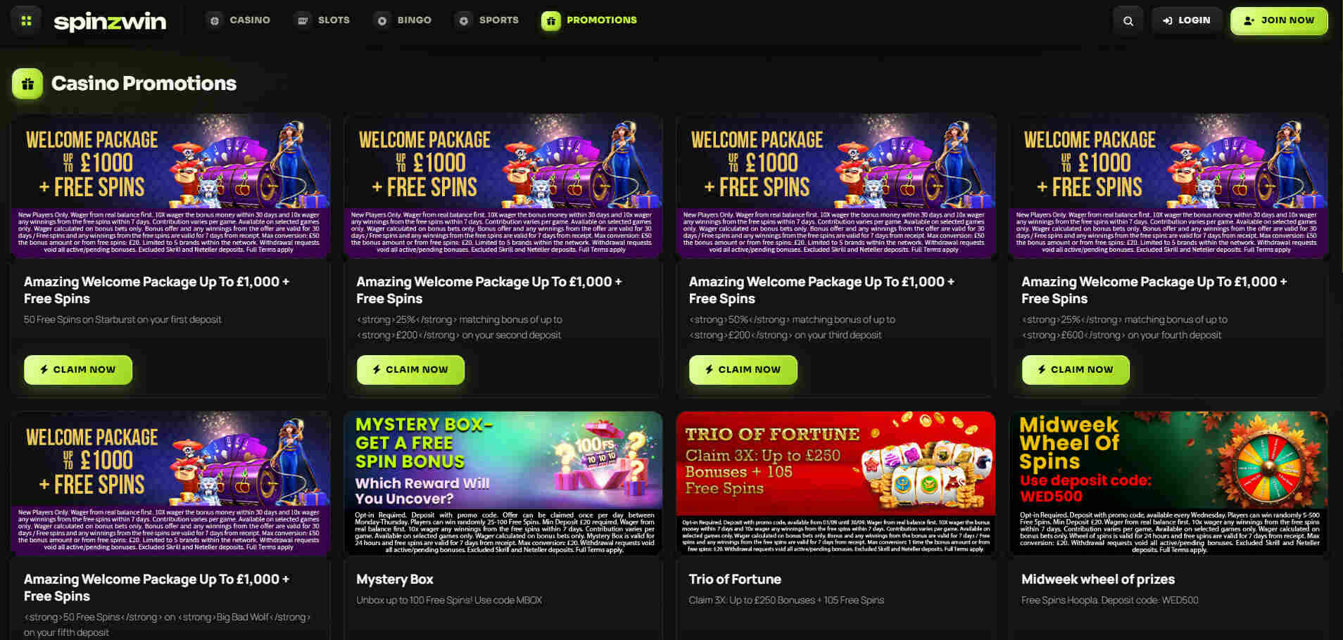 Spinzwin UK Casino Promotions