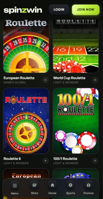 Spinzwin UK Casino Roulettes