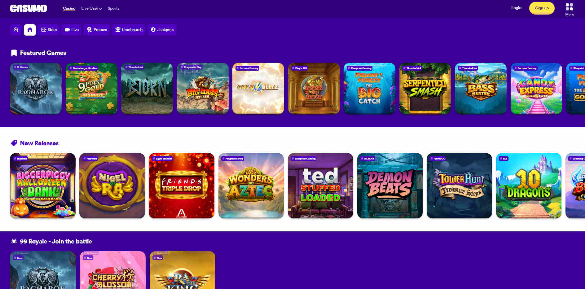 Casumo casino Homepage UK