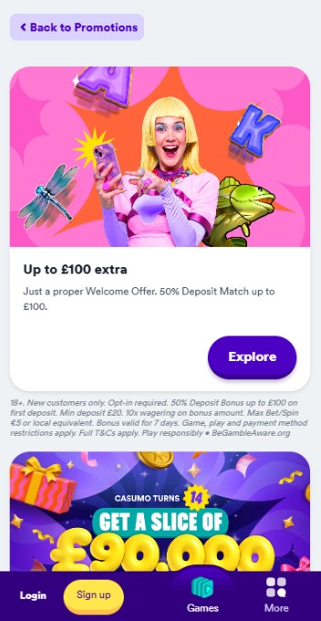 Casumo casino Promotions UK mobile