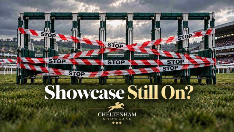 Cheltenham Showcase 2026 stop weather cancelled