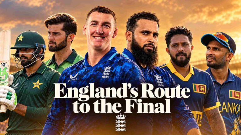 Harry Brook and Adil Rashid flanked by Pakistan’s Babar Azam and Shaheen Shah Afridi and Sri Lanka’s Kusal Mendis and Dasun Shanaka.