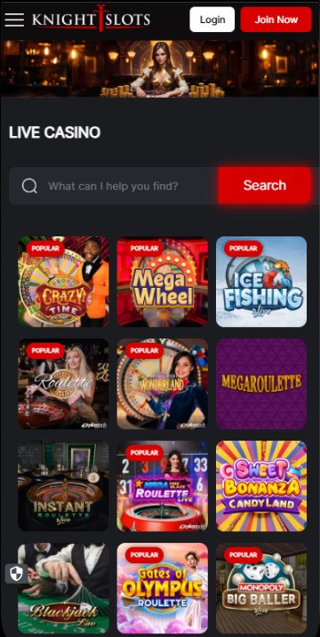 Knightslots Casino UK Live casino