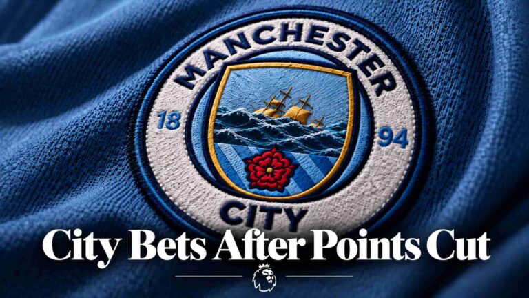 Manchester City badge “City Bets After Points Cut”