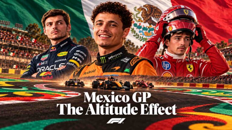 Lando Norris -between Max Verstappen and Charles Leclerc Mexico GP 2026