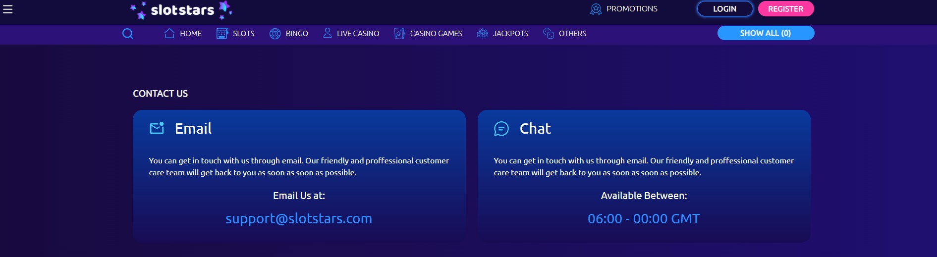 Slotstars Casino Customer Suppor