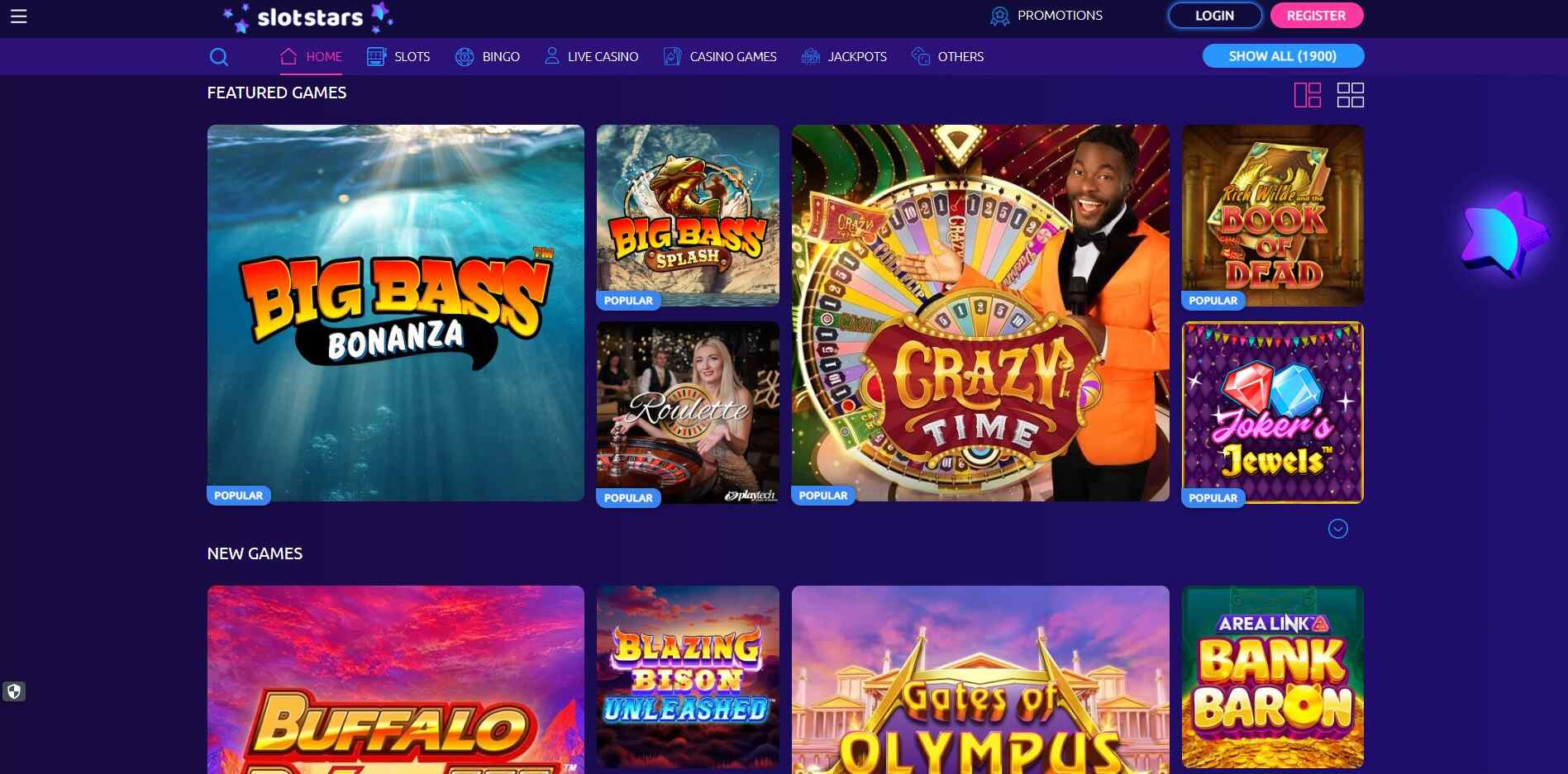 Slotstars Casino Homepage UK pc